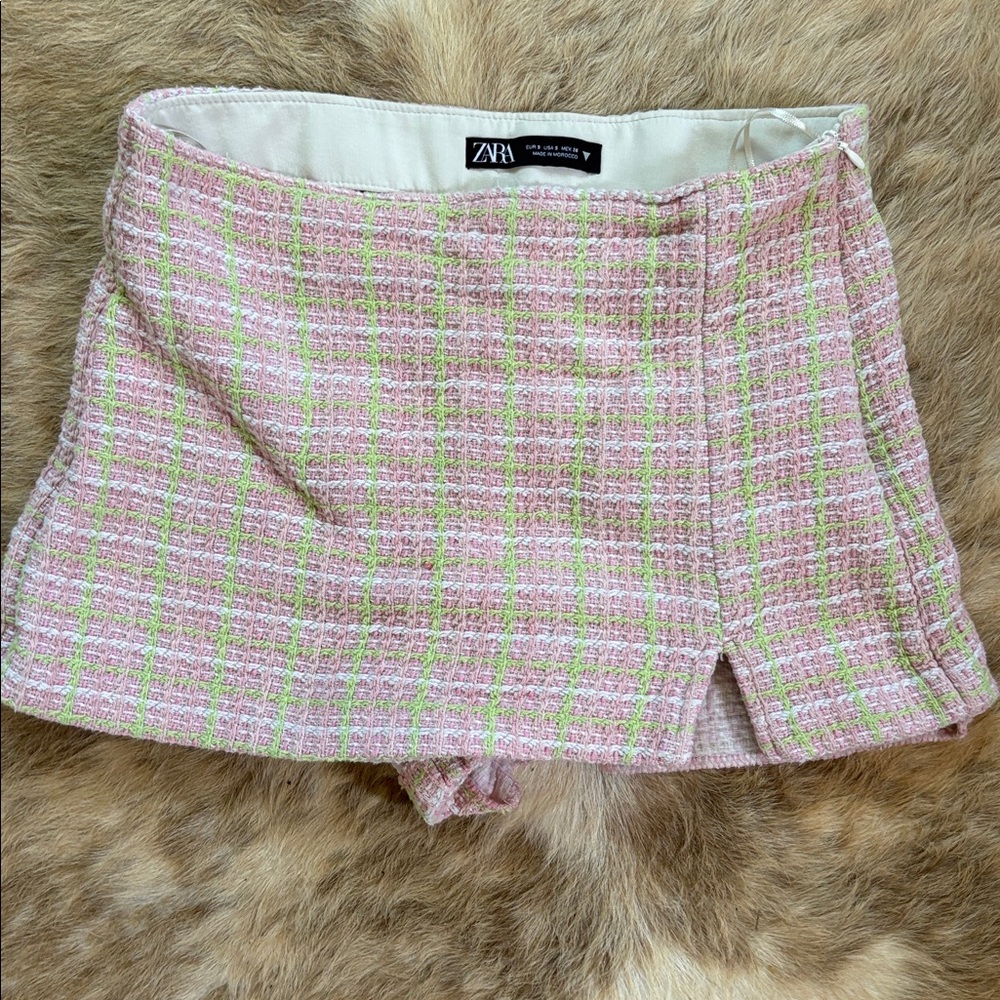 NWT Zara Pink Tweed Skort size S
